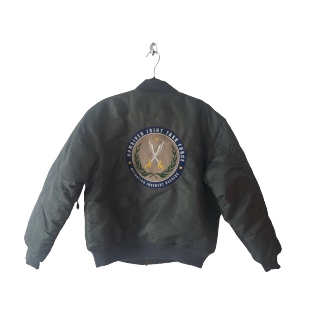 Military Green Bomber Jacket Operation Inherent R… - image 1